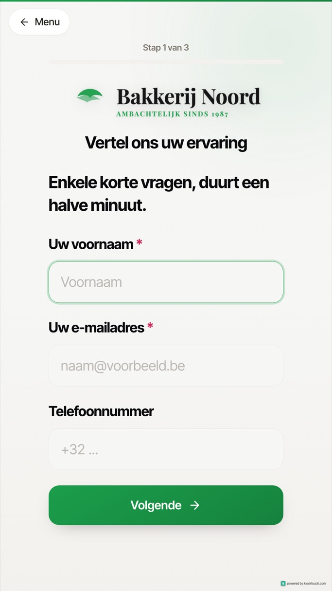 De app Formulieren op een KioskTouch-scherm