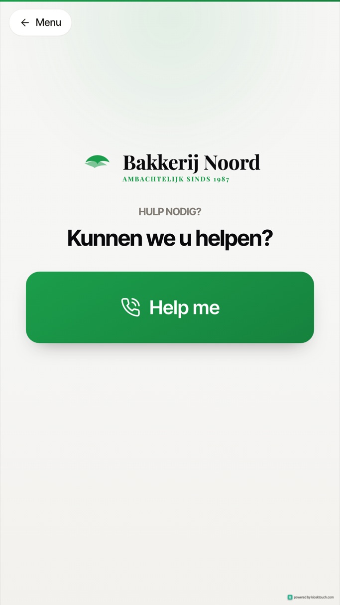De app Help me op een KioskTouch-scherm